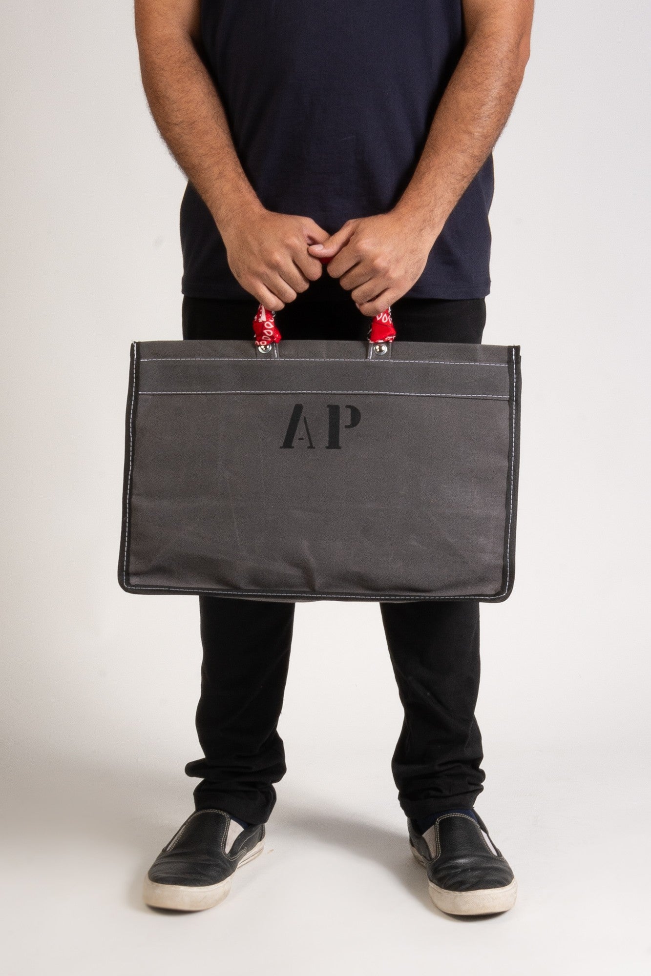 GRAY CANVAS BAG WITH BANDANAS IN RANDOM COLORS