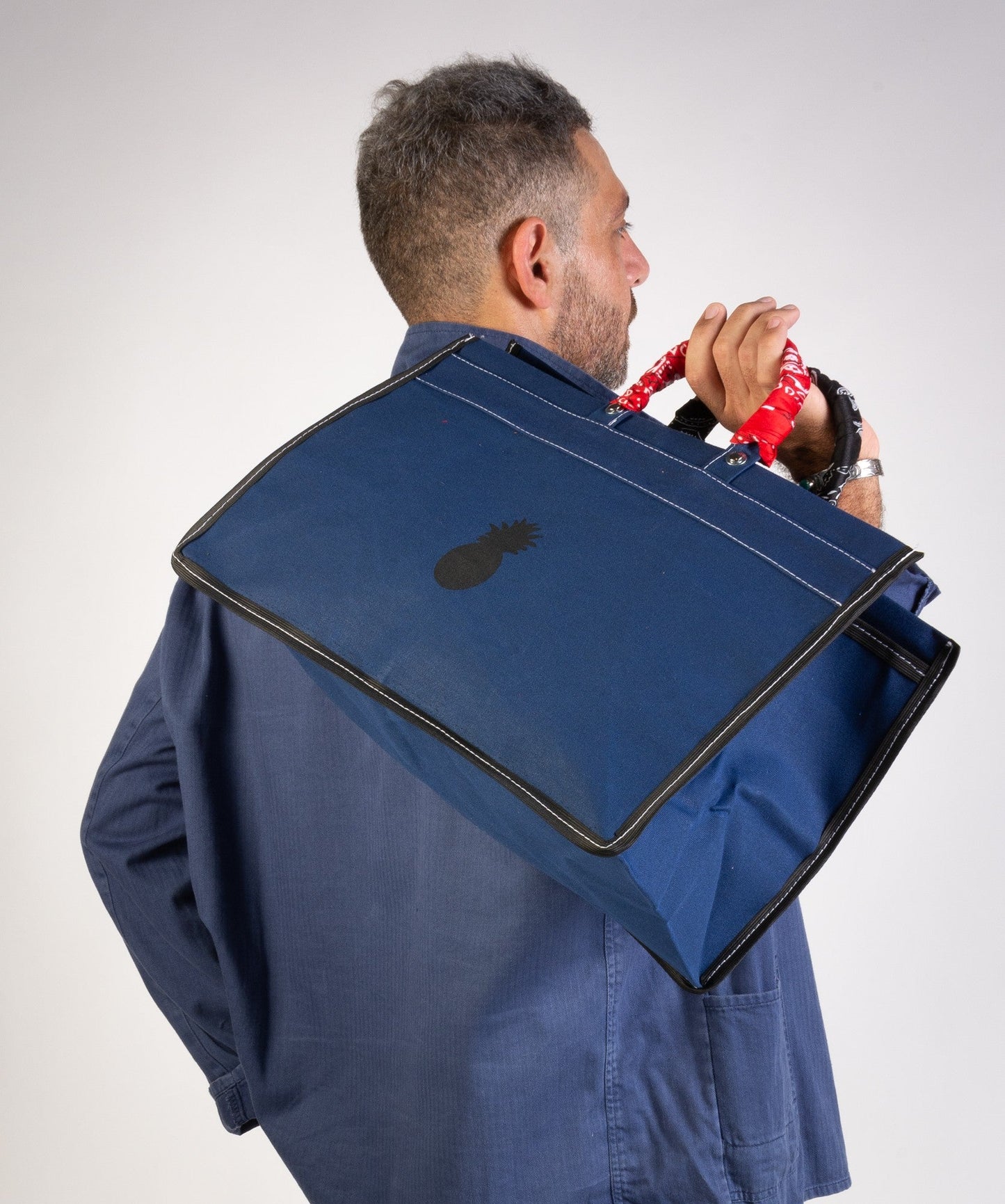 BLUE CANVAS BAG WITH BANDANAS IN RANDOM COLORS