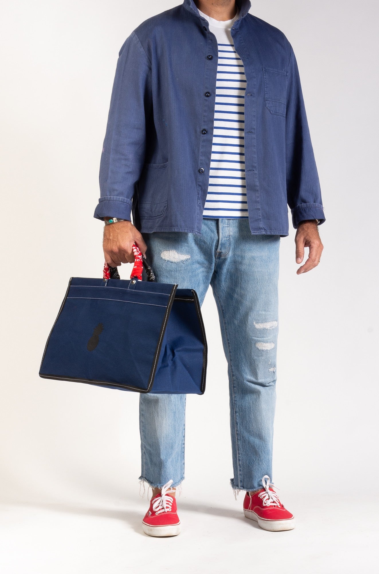 BLUE CANVAS BAG WITH BANDANAS IN RANDOM COLORS