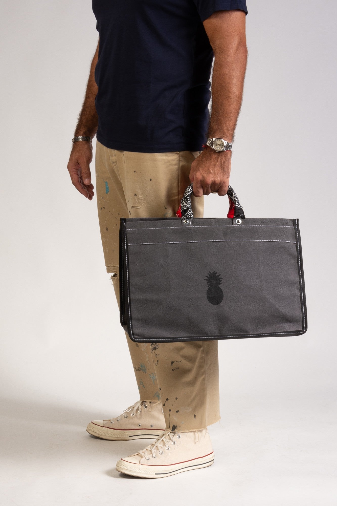 GRAY CANVAS BAG WITH BANDANAS IN RANDOM COLORS
