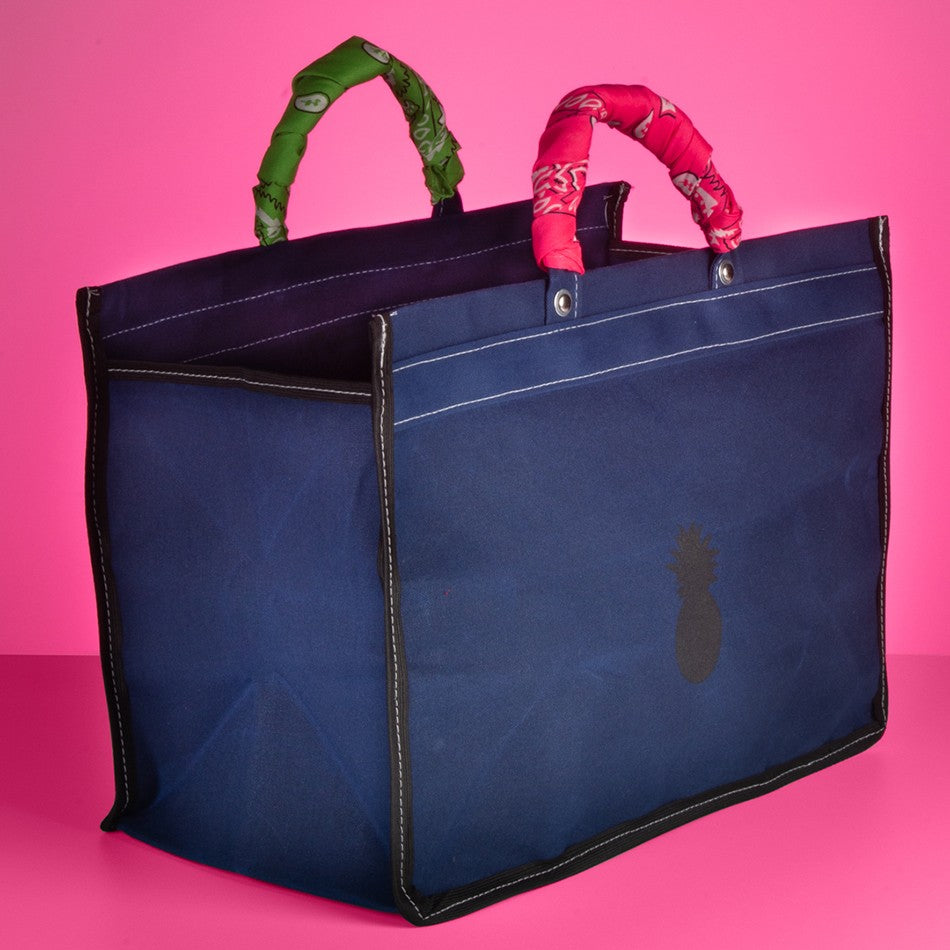 BLUE CANVAS BAG WITH BANDANAS IN RANDOM COLORS