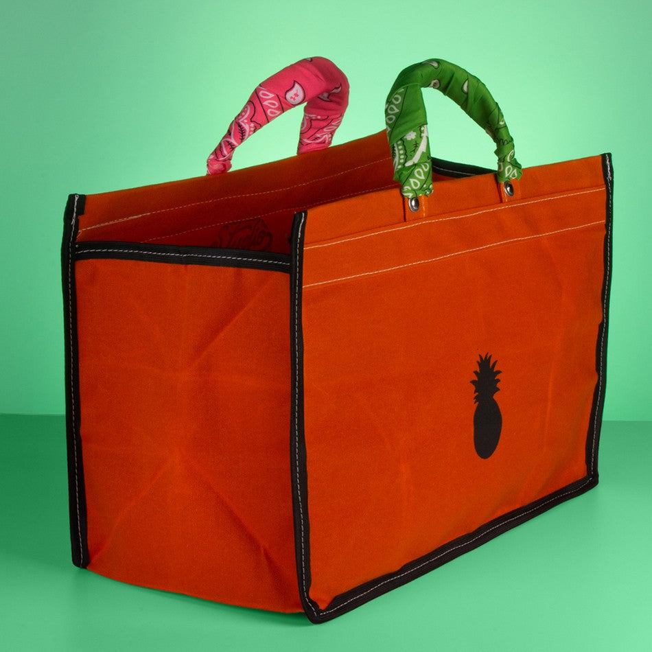 ORANGE CANVAS BAG WITH BANDANAS IN RANDOM COLORS