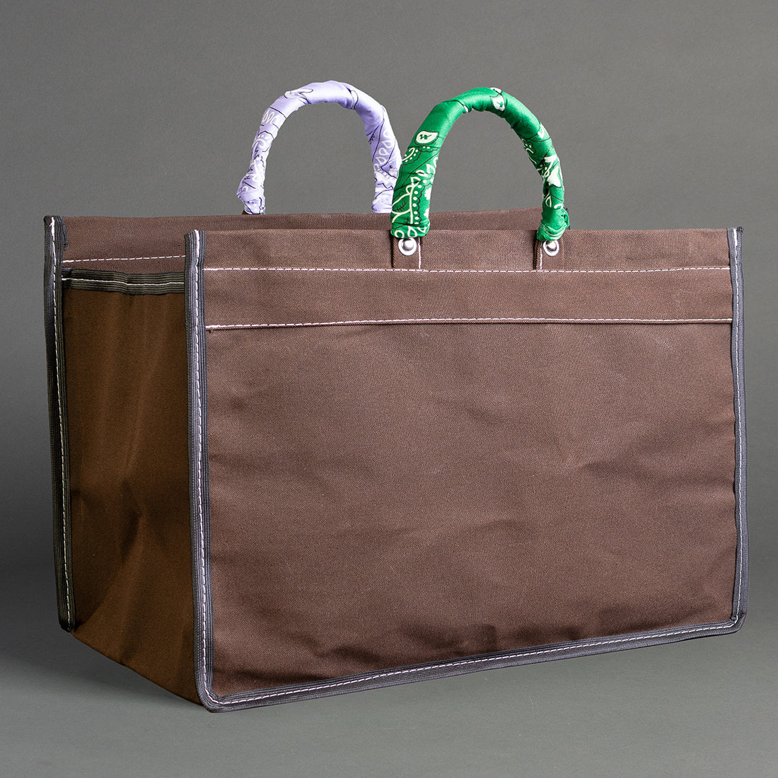 BROWN CANVAS BAG WITH BANDANAS IN RANDOM COLORS