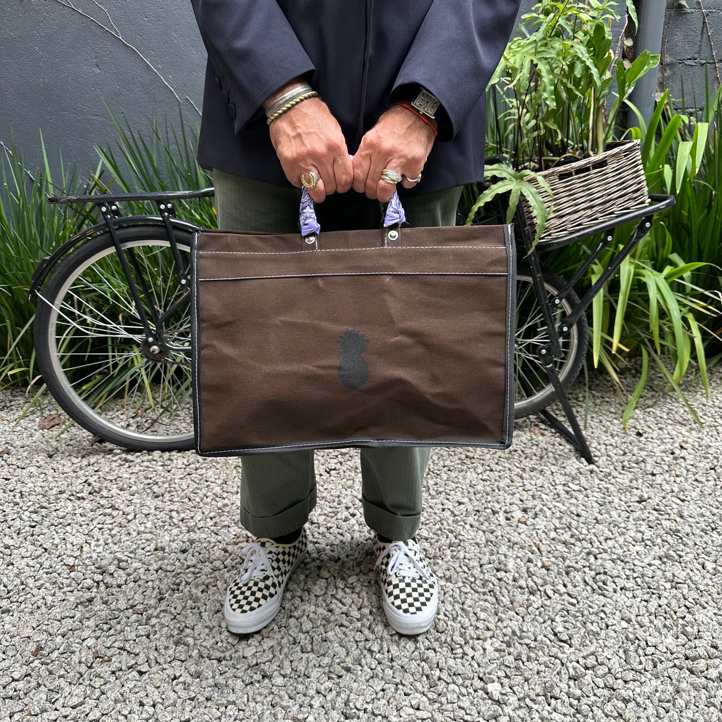 BROWN CANVAS BAG WITH BANDANAS IN RANDOM COLORS