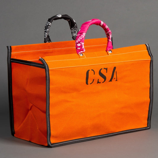 ORANGE CANVAS BAG WITH BANDANAS IN RANDOM COLORS