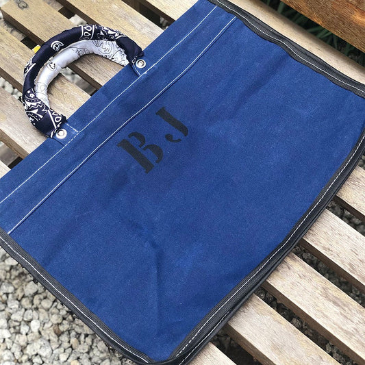 BLUE CANVAS BAG WITH BANDANAS IN RANDOM COLORS