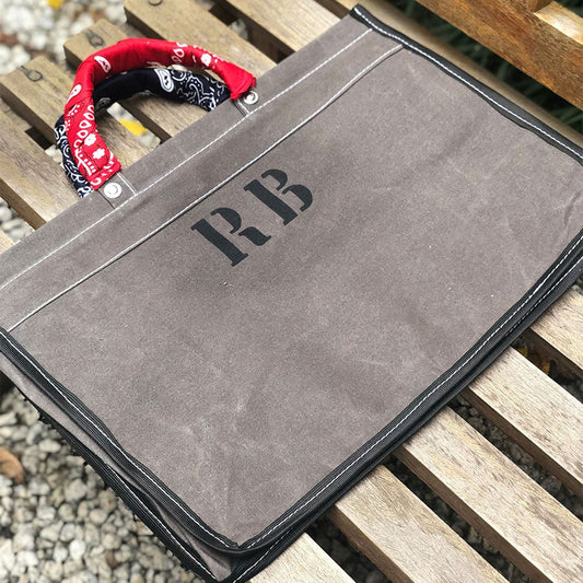 GRAY CANVAS BAG WITH BANDANAS IN RANDOM COLORS