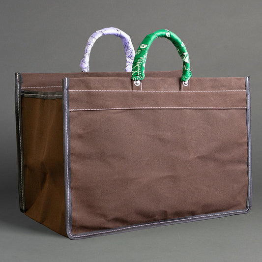 BROWN CANVAS BAG WITH BANDANAS IN RANDOM COLORS